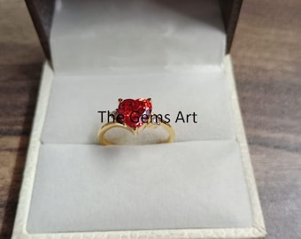 Anillo de plata con rubí natural certificado / Joyería de moda unisex con estilo