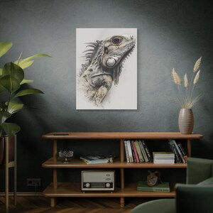 Impresión en lienzo de iguana tropical: arte mural de reptiles, regalo para amantes de los animales