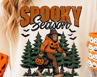 Spooky Season Bigfoot SVG PNG, Halloween Sasquatch Digital Download, Trick Or Treat Monster Shirt Design, Trendy Fall Graphic
