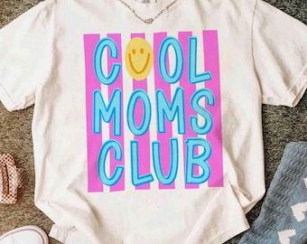 Cool Moms Club SVG PNG, Trendy Mom Shirt Design, Mom Life Cricut File, Stripe Girly Mom SVG, Funny Motherhood Quote Digital Download
