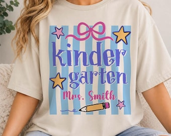 Kindergarten Teacher PNG SVG, Personalized Teacher Name Design, Vintage School Typography, Classroom Digital Download