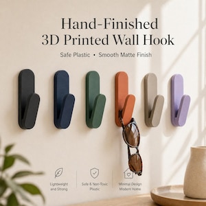 Minimalistisk väggkrok, 3D-tryckt handgjord plastklädkrok