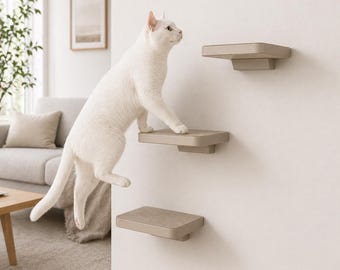 Modern Cat Furniture, Wall Mounted Cat Steps, Indoor Cat Enrichment