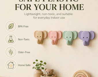 Elephant Nursery Decor Hook, Cute Animal Wall Hook for Baby Room