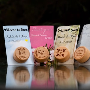 Wine Bottle Stopper Wedding Favors with Thank You Card - Personalized Gift for Guests in Bulk with Thank you Tags and Organza Bags