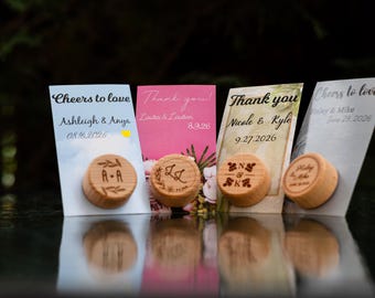 Wine Bottle Stopper Wedding Favors with Thank You Card - Personalized Gift for Guests in Bulk with Thank you Tags and Organza Bags