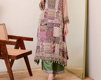 Chinon Top & Palazzo Set mit Dupatta | Ethno Indianer Outfit