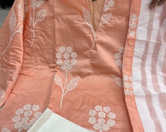 Pure Mul Chanderi Kurta Hose mit Dupatta | Indische ethnische Kleidung | Outfit für Frauen