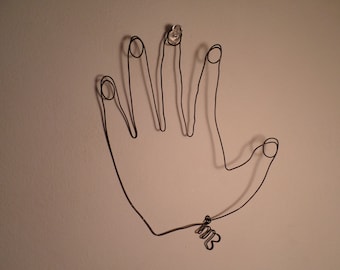 Left Hand Large Wire Wall Art Drawing Original