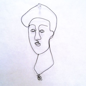 Young Man Wire Wall Drawing Original