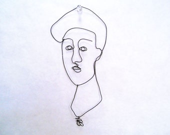 Young Man Wire Wall Drawing Original