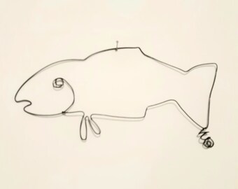 Fish 1 Wire Wall Drawing Sculpture Original