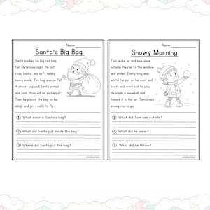 Christmas reading comprehension 2 worksheets by JoyWaveDigital.