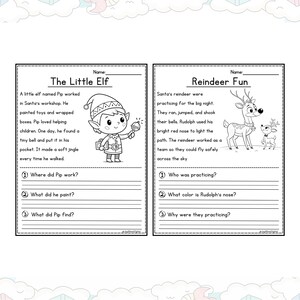 2 Christmas reading comprehension worksheets by JoyWaveDigital.