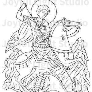 Saint George Coloring Page: Orthodox Christian Icon Art (digital ...