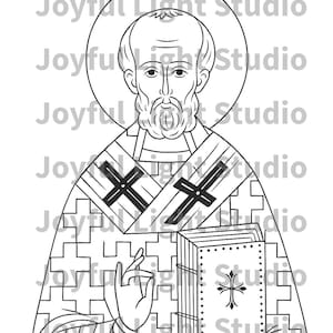 Nikolaus Ausmalbild | Griechisch Ikonenmalerei | Digitaler Download für Kinder und Erwachsene | Festtag, Homeschool, Kirche Aktivität