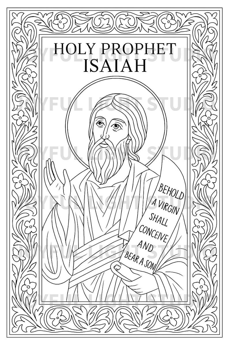 Isaiah Icon Holy Prophet Isaiah Coloring Page: Orthodox Christian Icon (PDF ...