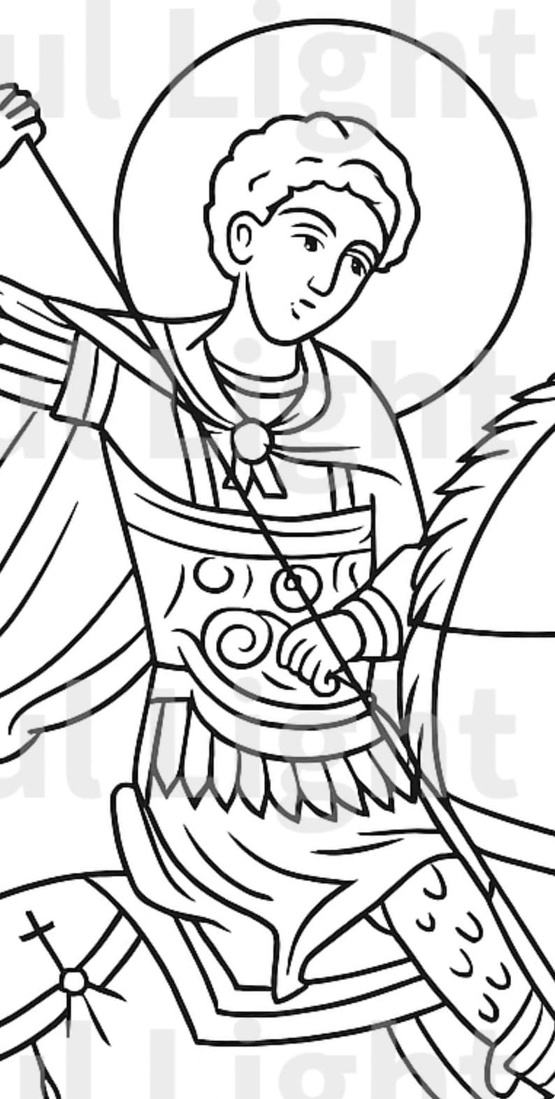 Saint George Coloring Page: Orthodox Christian Icon Art (digital ...