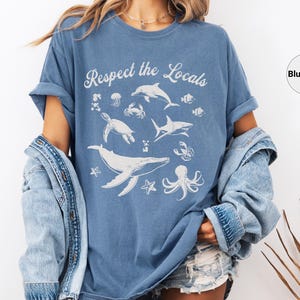 Respect the Locals Marine Life Shirt, Vintage Ocean Lover Gift, Oversized Beach Vacation Tee, Retro Beach Shirt, Sea Life Shirt for Adults