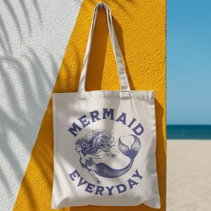 Mermaid Everyday Summer Tote Bag, Mermaid Gift, Ocean Tote Bag, Girls Trip Totes, Custom Beach Totebag, Girls Trip Gift, Beach Vacation Bag