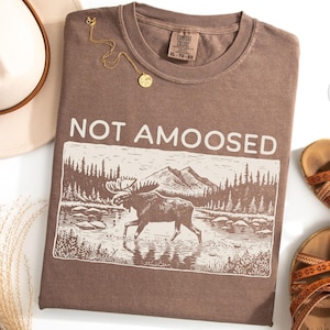 Not Amoosed Funny Vintage Moose Tee, Nature Lover Gift, Forest Animal Shirt, Wildlife Shirt, Moose Shirt, Funny Moose tee, Unisex tee