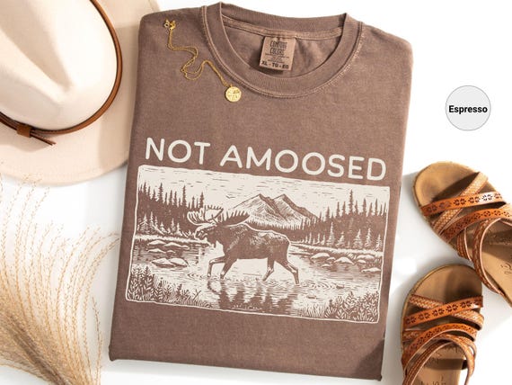 Not Amoosed Funny Vintage Moose Tee, Nature Lover Gift, Forest Animal Shirt, Wildlife Shirt, Moose Shirt, Funny Moose tee, Unisex tee