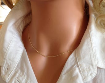 Thin 14K Gold Filled Chain Necklace, Minimalist Layering Necklace, Gift for Her