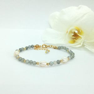 Labradorit & Perlen Armband: 14K Vergoldeter Minimalistischer Schmuck