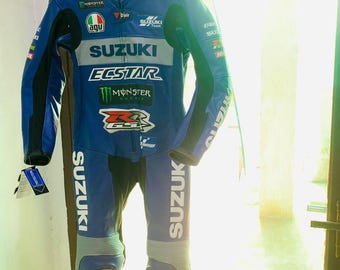 Suzuki Ecstar MotoGP Leather Racing Suit | CE Armored Track Suit