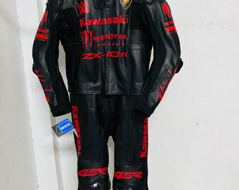 Kawasaki ZX-10R Leather Racing Suit | CE Armored MotoGP Track Suit