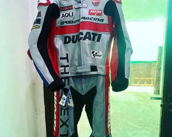 Ducati Gresini Racing Leather Suit | CE Armored MotoGP Biker Suit