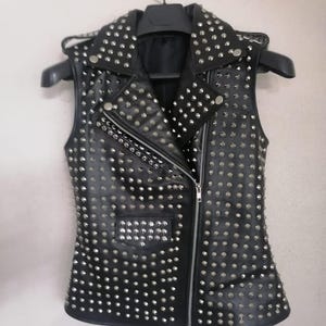 Punk Rock Studded Faux Leather Biker Vest | Gothic Sleeveless Jacket | Unisex Punk Moto Vest | Heavy Metal Fashion | Edgy Streetwear