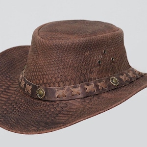 Handmade Leather Cowboy hat | Western Style Hat for Men and Women Australian Bush Style for Hiking & Outdoor Adventures