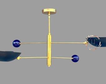 2 Black Sputnik Light | Mid Century Antique Brass Flush Mount Light - Sputnik Chandelier Ceiling Light | Modern Sputnik Chandelier Light