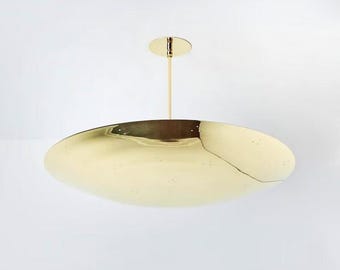 Mid Century Style 6 Light Ceiling Flush Mount Pendant Light Brass Perforated Raw Brass Finish Ceiling Light Fixture