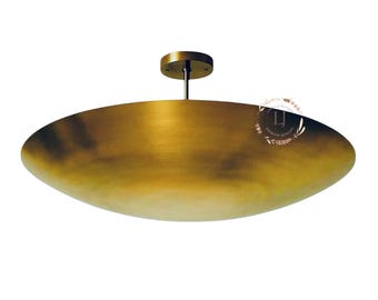 ミッドセンチュリーモダンスプートニクシャンデリア：真鍮製穴あき6灯