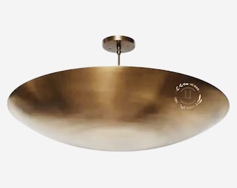 Raw Brass Sputnik Chandelier: Mid Century Modern Flush Mount Ceiling Light