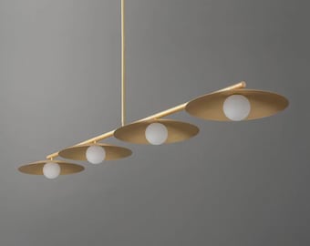 4-Light Mid-Century Modern Brass Chandelier | Brass Sputnik Ceiling Light