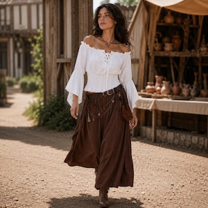 Bauern Bluse, Renaissance Bluse, Piraten Shirt Frauen, Off Schulter Bluse, Cottagecore Top, Mittelalterliches Kostüm Top, Boho Bluse Bild 12