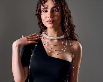 Pearl choker necklace,Layered pearl choker,Bridal pearl choker,Pearl beaded choker,Elegant pearl choker,White pearl choker,Multi strand pear