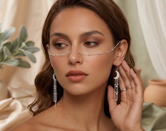 Nasenkette Schmuck, Mond Gesicht Kette, Gesicht Kette Schmuck, Festival Gesichtskette, Kristall Nasenkette, Boho Gesichtsschmuck, Braut Gesichtskette