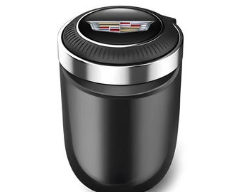 LED Car Ashtray for Cadillac Cup Holder – Black Heat-Resistant Portable Auto Ashtray