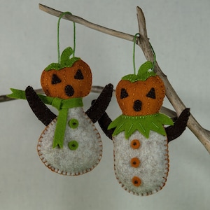 Halloween Ornament Pattern, Felt Ornament Pattern, Mr. & Ms. Pumpkin Head, Sewing Pattern, Felt Craft, PDF Pattern, DIY Handmade Gift