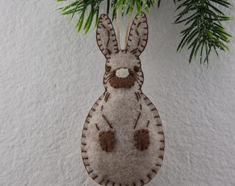 PDF Felt Ornament Pattern, Bunny Rabbit Pattern, Hand Sewing, Felt Craft, DIY Handmade Gift
