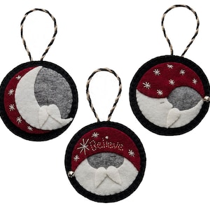 PDF Felt Ornament Patterns, Santa in the Moon, Hand Sewing, Felt Craft, DIY Handmade Gift