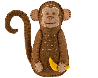 PDF Felt Ornament Pattern, Monkey Pattern, Hand Sewing, Felt Craft, DIY Handmade Gift