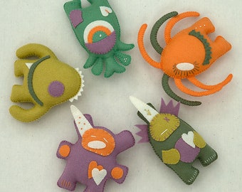 Felt Monsters Sewing Pattern Bundle and Instruction Booklet, Stocking Stuffer, DIY Handmade Craft