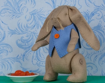 Bunny naaipatroon, konijnpatroon, knuffeldierpatroon, viltspeelgoedpatroon, decor van de kinderkamer, PDF-naaipatroon, babycadeau, wolambacht