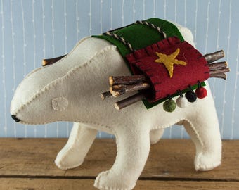 Polar Bear PATTERN, Holiday Decor, Felt Sewing Pattern, Stuffed Animal PDF Pattern, DIY Gift