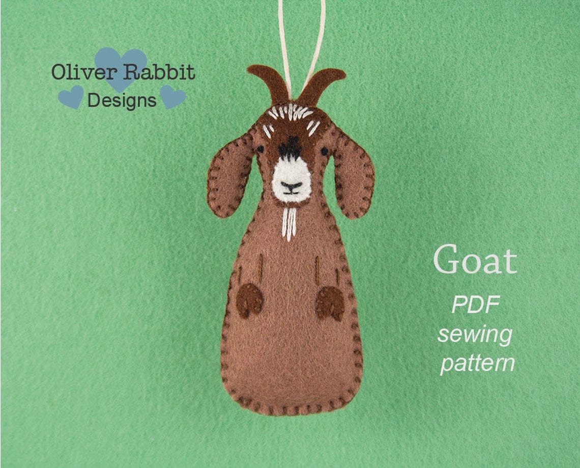 Goat PATTERN Felt Goat Ornament Pattern Felt Craft Nursery Etsy